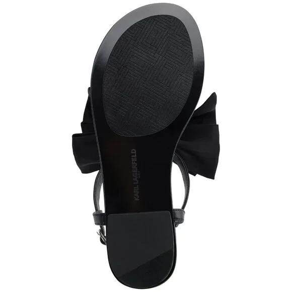 NWT Karl Lagerfeld Paris Womens Cristi Studded Bow Thong Sandal Slide Black 9M